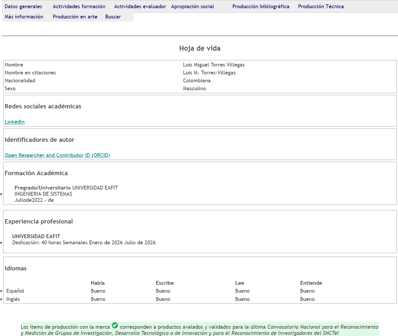 My CvLAC curriculum.