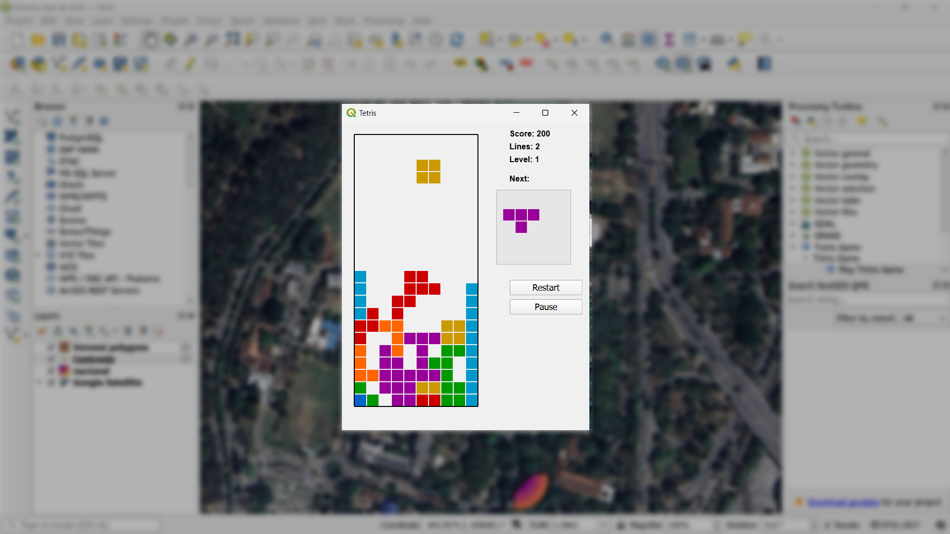 Playing Tetris within QGIS.